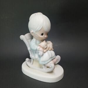 Vintage 1979 Precious Moments "The Purr-fect Grandma" Bisque Porcelain Figurine